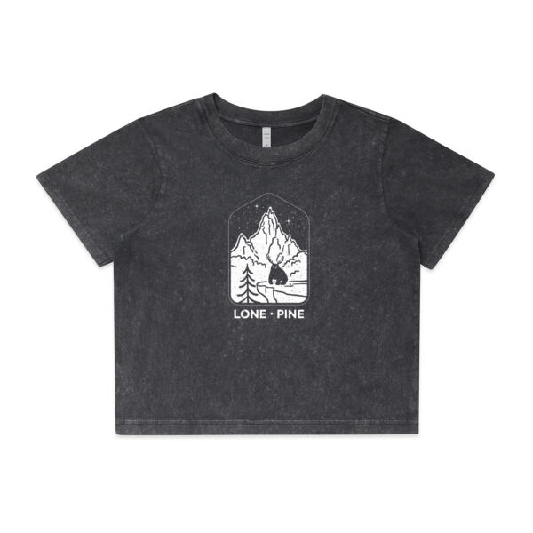 White Lone Pine Badge on Women's Stone Wash Crop Thumbnail